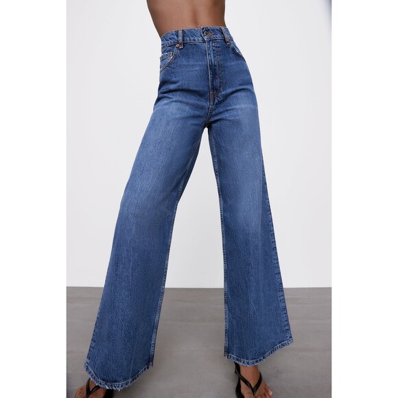 Denim Zara High-Rise Slim Fit Wide Leg Jeans (NWT) - Picture 2 of 9